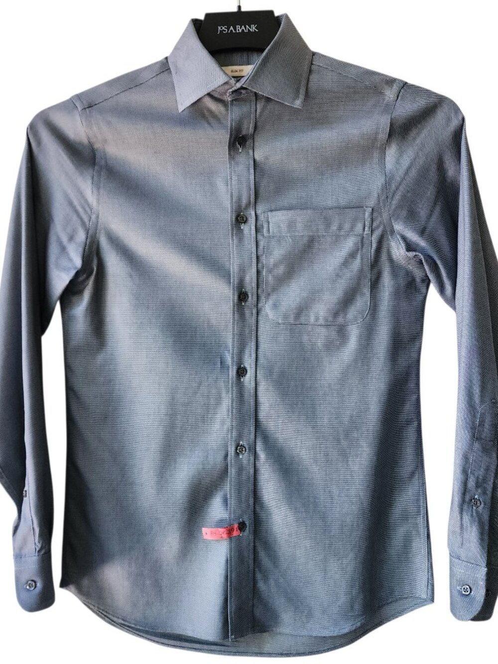 14.5 32/33 Dress Shirt Green Slim Fit Jos A Bank Birdseye Weave Mens Size Cotton